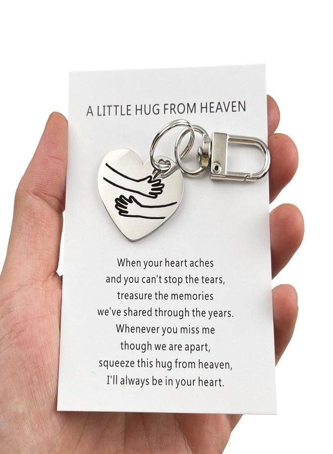 Dorla Cool Pocket Hug Token Hug from Heaven Always with You Keychain Memorial Gift for Loss of Mom Dad Son Daughter Husband Wife Grandpa Grandma Brother Sister, Sympathy Condolence Gifts (Silver) - Image 1